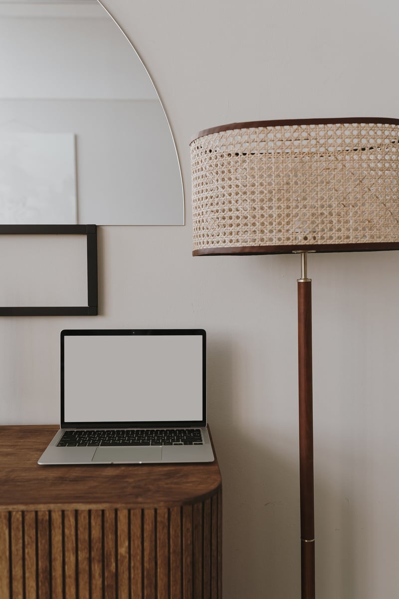 Laptop and Lamp